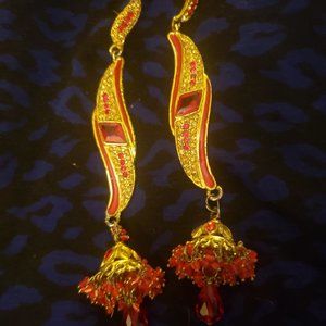 Firestone red gold dangle earrings
